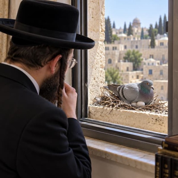  שילוח הקן ביונים שקיננו על אצטבת החלון